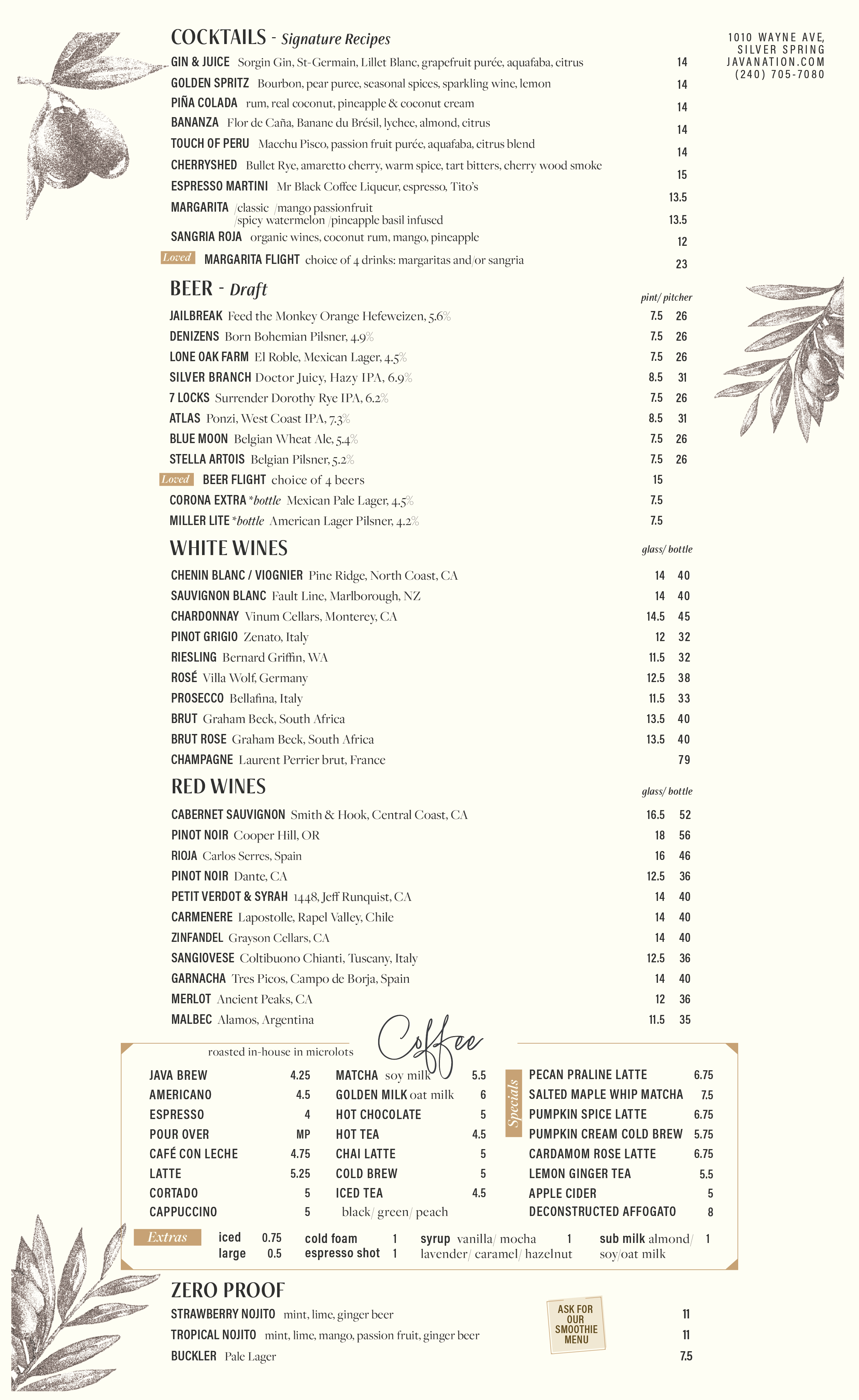 Silver Spring Dinner Menu Page 2
